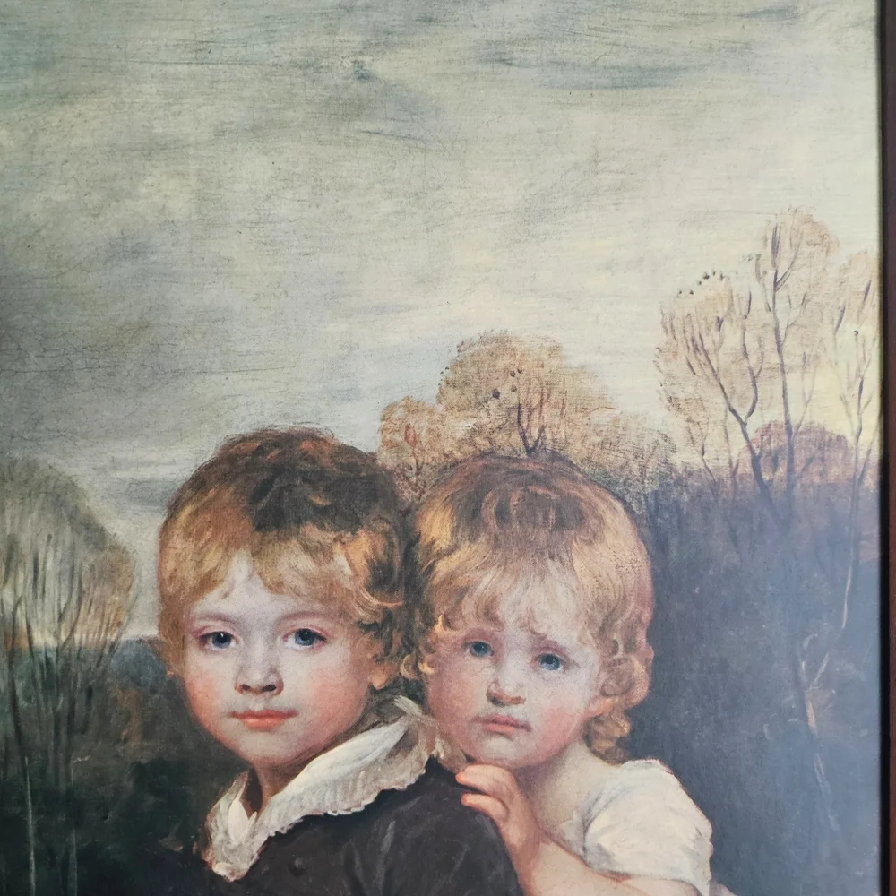 Vintage Art Print Wooden Frame John Hoppener The Bowden Children Wall Decor
